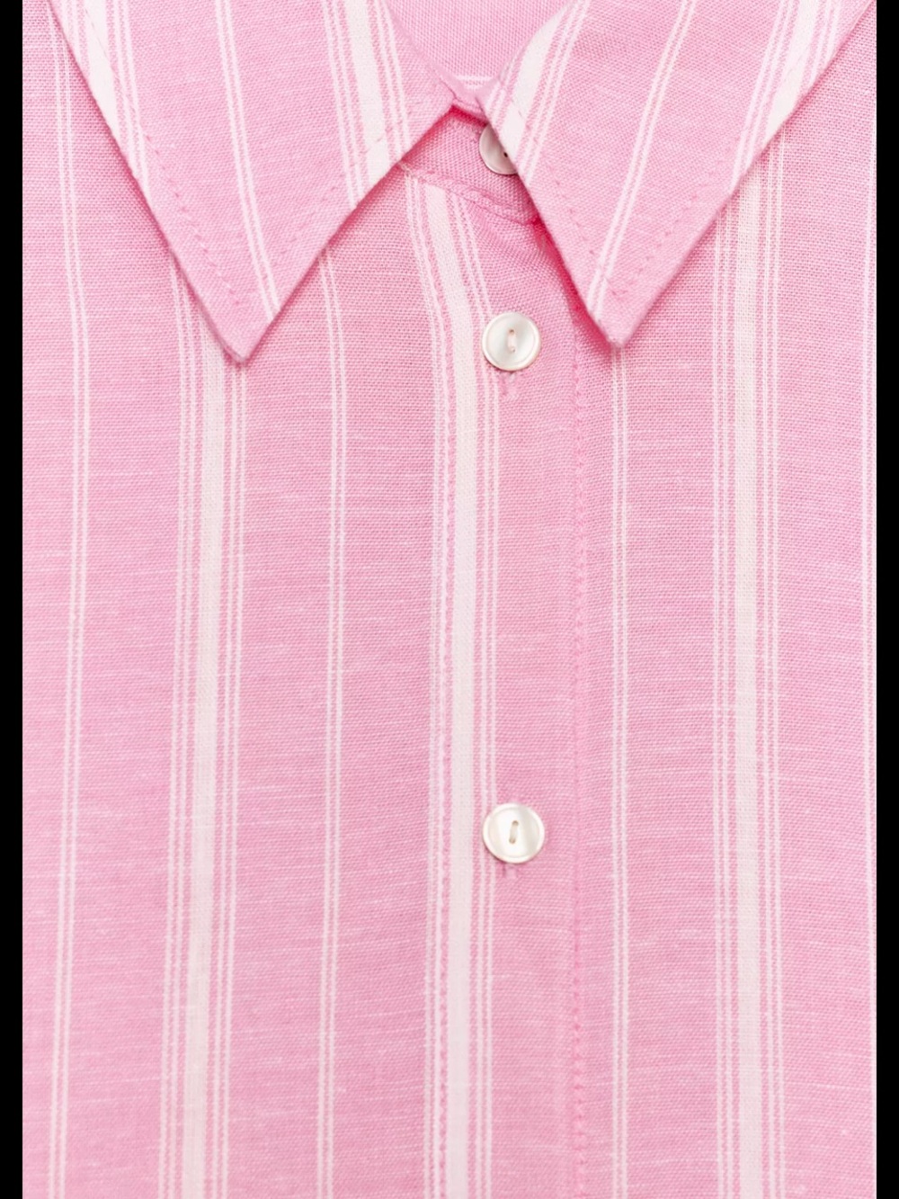 Zara Pink White Striped Button-Down Linen Shirt Relaxed Fit Small NWT - Picture 3 of 16